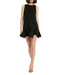 Women's Crepe Sleeveless Ruffle Hem Mini Dress