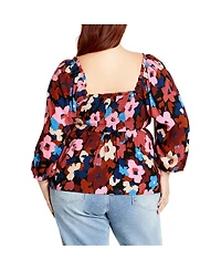 Plus Poppy Print Top