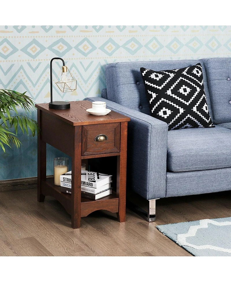 Set Of 2 Contemporary Side End Table with Drawer