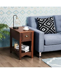 Set Of 2 Contemporary Side End Table with Drawer
