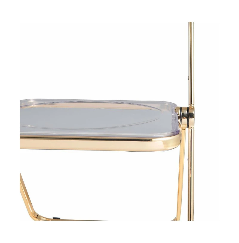 Lawrence Acrylic Folding Chair With Gold Metal Frame