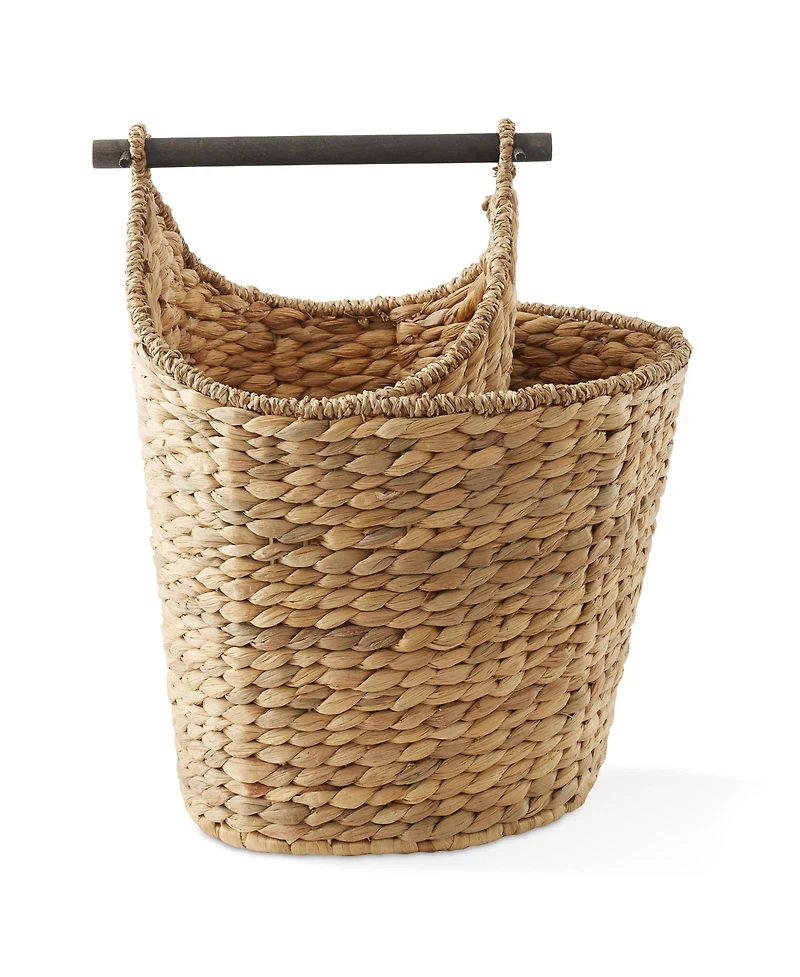 Casafield Toilet Paper Magazine Storage Basket with Roll Holder, Natural - Woven Water Hyacinth Wicker Bathroom Storage Bin