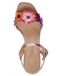 Betsey Johnson Women's Blare Floral Applique Block Heel Sandals