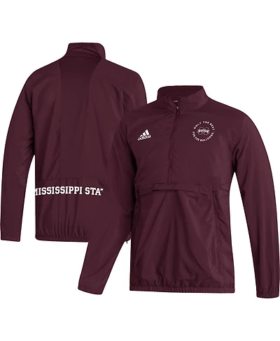 Adidas Men's Maroon Mississippi State Bulldogs Aeroready Half-Zip Jacket