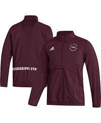 Adidas Men's Maroon Mississippi State Bulldogs Aeroready Half-Zip Jacket