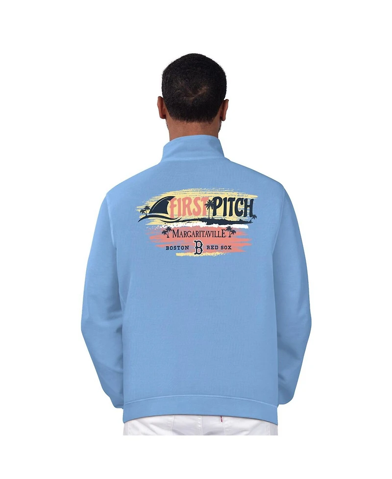 Margaritaville Men's Light Blue Boston Red Sox First Pitch Quarter-Zip Pullover Top