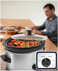 Elite Cuisine 2 Quart Oval Stainless Steel Slow Cooker
