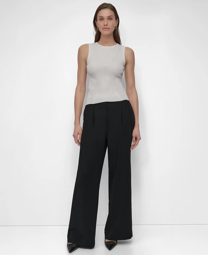 Dkny Women's Ribbed Sleeveless Crewneck Sweater