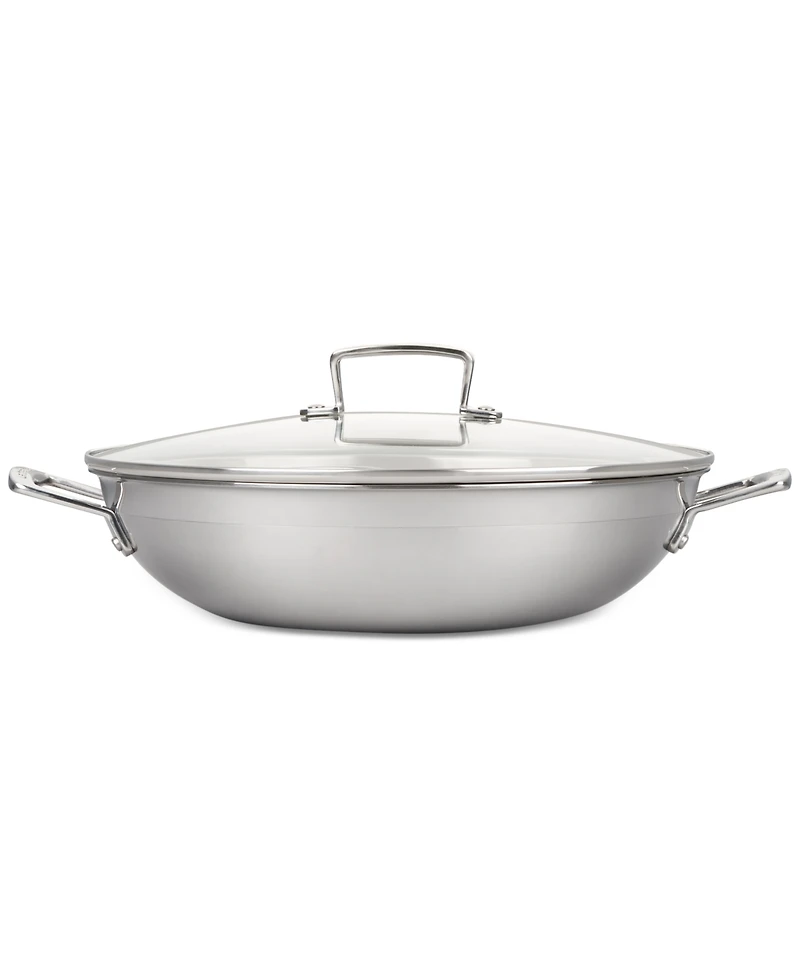 Le Creuset Classic Stainless Steel Round Wok & Glass Lid, 4.5 Qt.