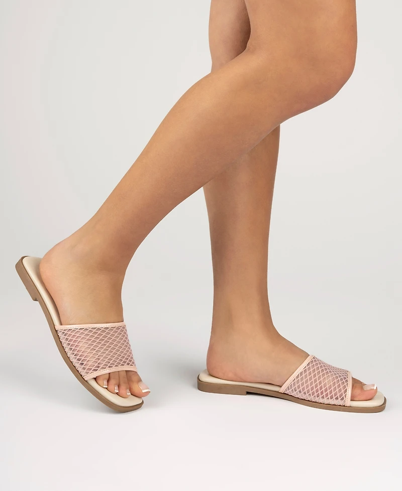 Journee Collection Women's Breckley Mesh Slide Flat Sandals