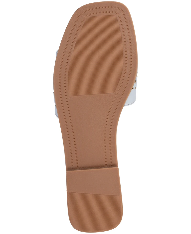 Journee Collection Women's Brodie Perforated Slide Flat Sandals