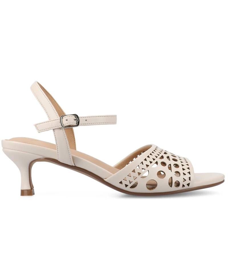 Journee Collection Women's Jessly Perforated Kitten Heel Dress Sandals