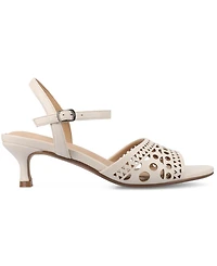 Journee Collection Women's Jessly Perforated Kitten Heel Dress Sandals