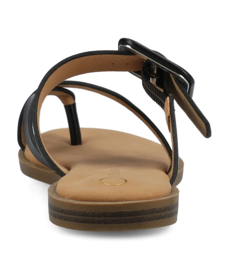 Journee Collection Women's Layra Strappy Buckle Flat Sandals