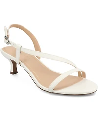 Journee Collection Women's Jemry Asymmetrical Strap Kitten Heel Dress Sandals