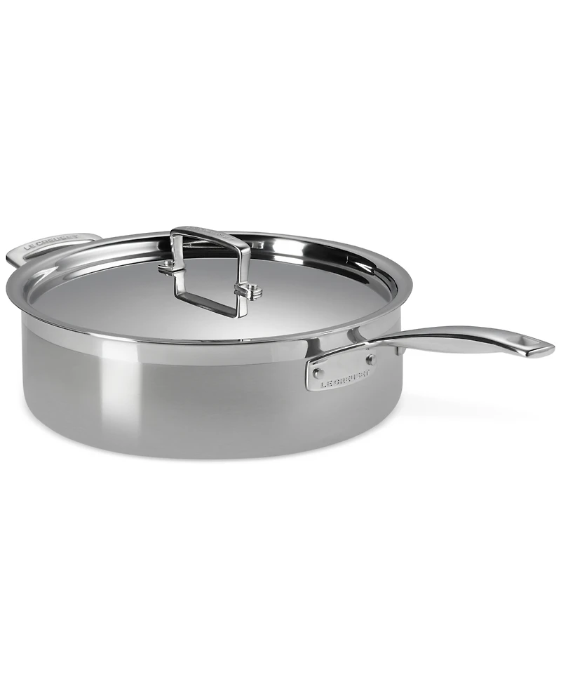 Le Creuset Classic Stainless Steel Round Saute Pan with Lid, 6 Qt.
