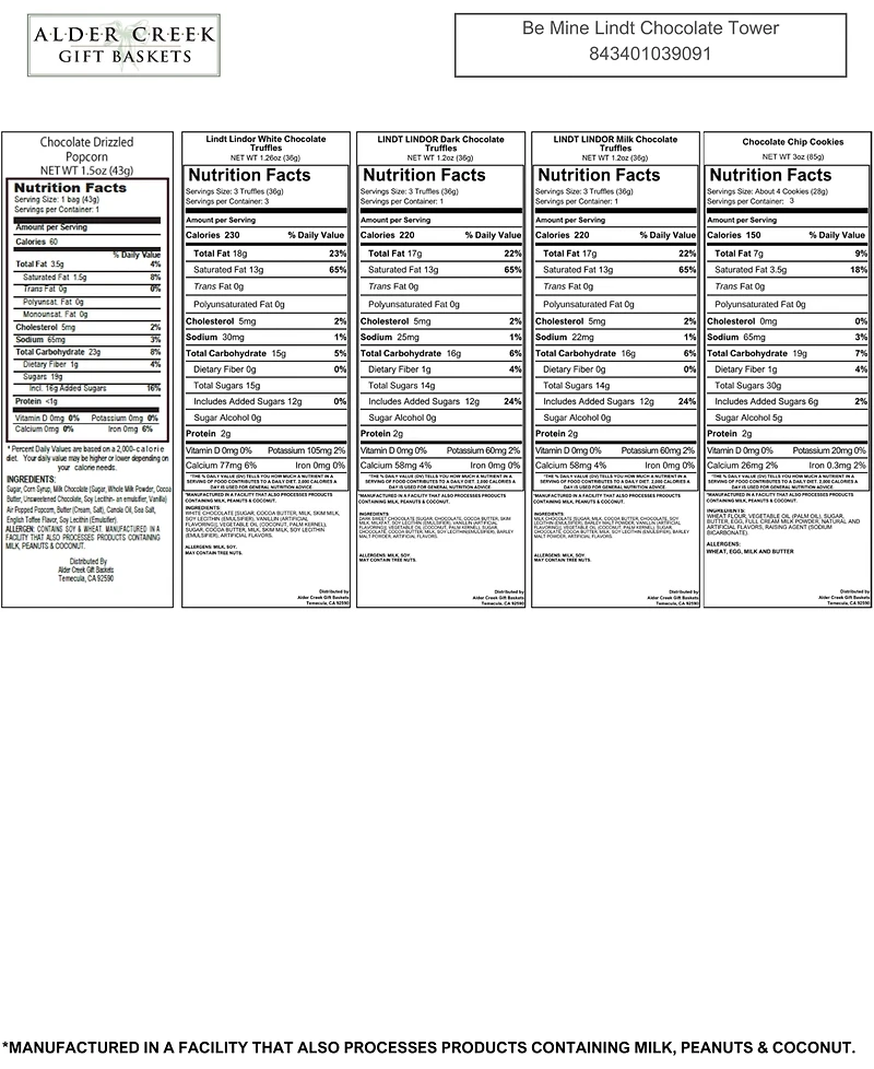 Alder Creek Gift Baskets Be Mine Valentine's Day Lindt Chocolate Tower