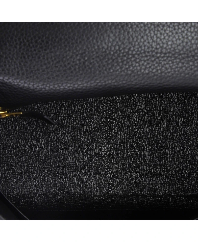 Pre-Owned HERMES Kelly 32 Handbag Black Clemence with Gold Hardware