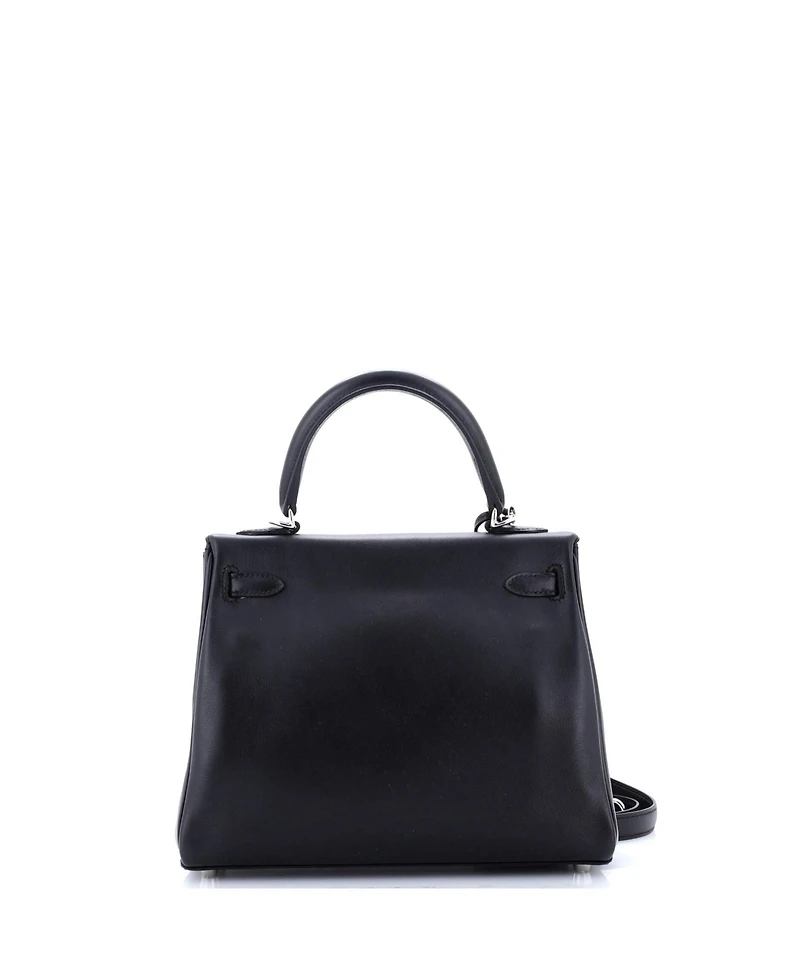 Pre-Owned HERMES Kelly 25 Handbag Black Swift with Palladium Hardware
