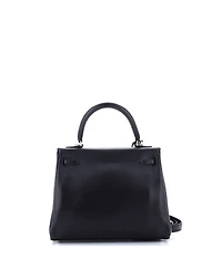 Pre-Owned HERMES Kelly 25 Handbag Black Swift with Palladium Hardware