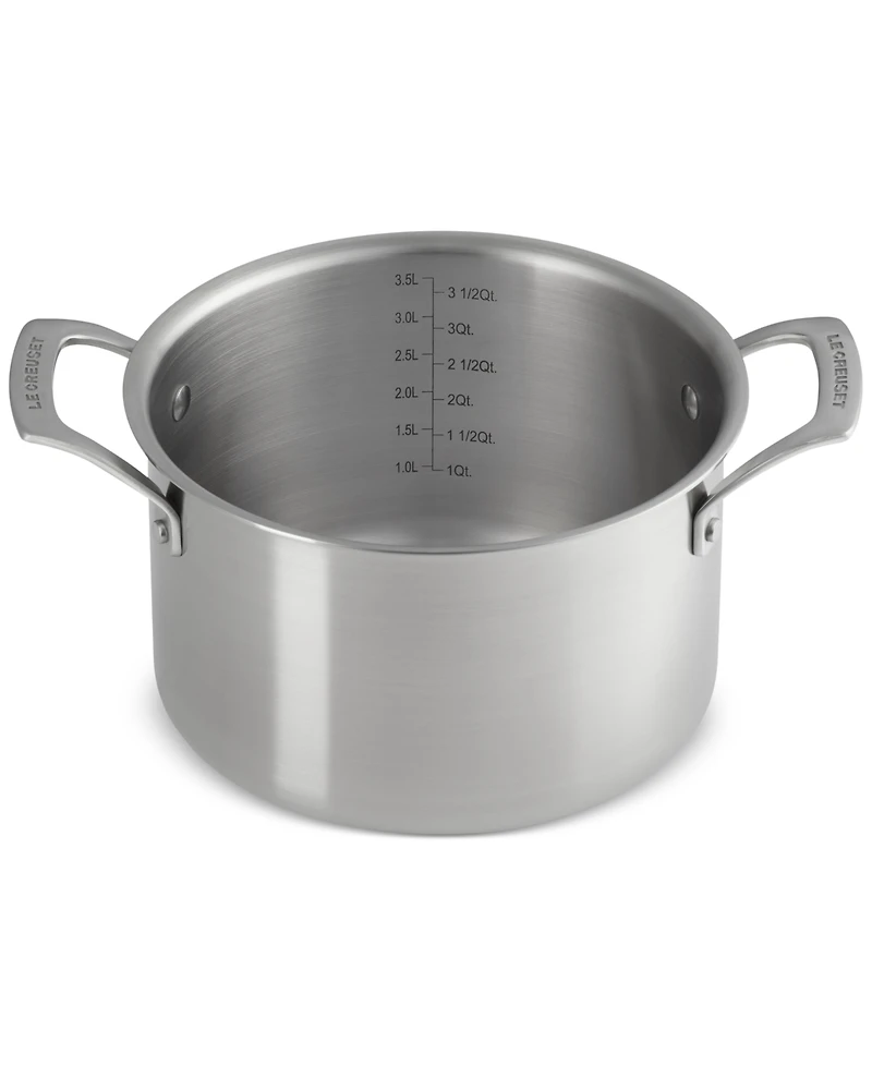 Le Creuset Essential Stainless Steel Deep Round Stockpot with Lid, 4 Qt.