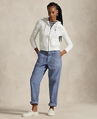 Polo Ralph Lauren Women's Cable-Knit Cotton Full-Zip Hoodie Sweater