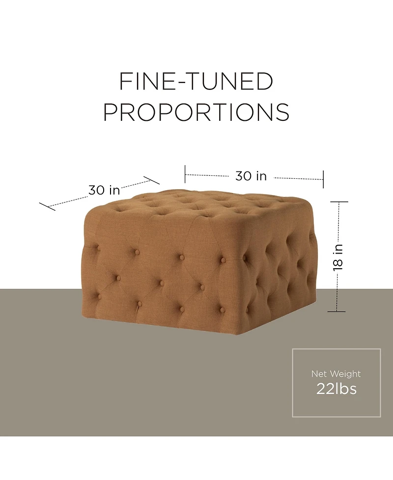Maven Lane Henry Traditional Ottoman in Clay Fabric Upholstery