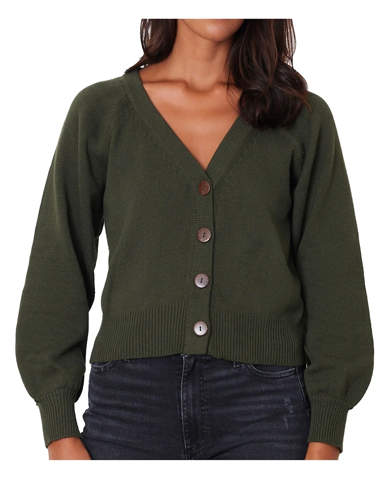 Paneros Clothing Women s Cotton Greta Cardigan Forest Green