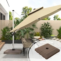 4 pcs Cantilever Umbrella Base Pe Square Market Patio Umbrella Base Outdoor Stand Weighted Base for Patio Umbrella