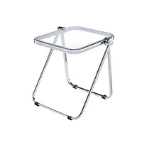 Rectangular Folding Side Table in Chrome Finish with Plastic Tabletop