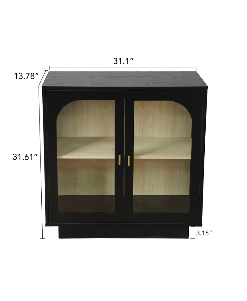 Storage Cabinet with Acrylic Door for Living Room 2 Door Storage Cabinet Sideboard Cabinet Entryway Cabinet, Black