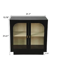 Storage Cabinet with Acrylic Door for Living Room 2 Door Storage Cabinet Sideboard Cabinet Entryway Cabinet, Black