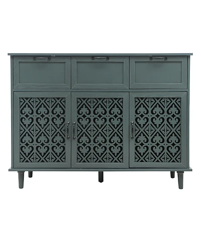 Vintage Storage Cabinet with Drawers and Hollow Doors Sideboard Buffet Cabinet Accent Cabinet for Living Room, Green