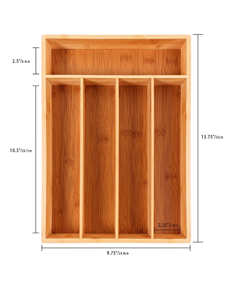 BergHOFF Bamboo 5-Slot Flatware Organizer, 13.75" x 9.75"