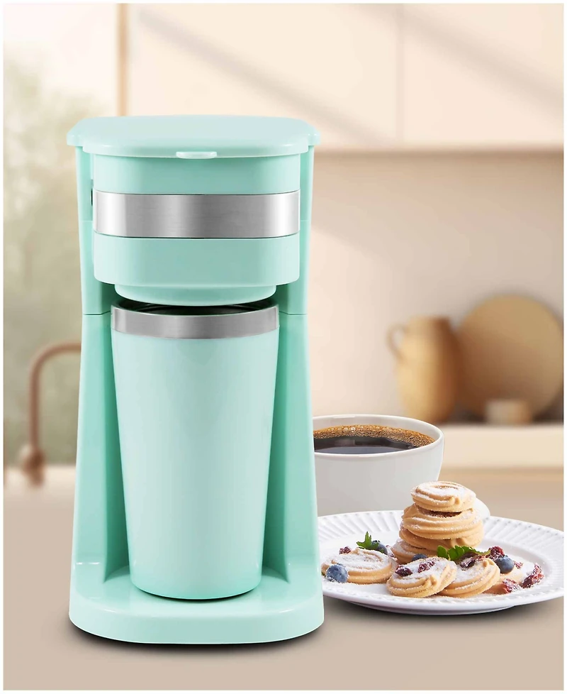Elite Cuisine 14 oz. Personal Coffee Maker with Stainless Steel Interior Travel Mug