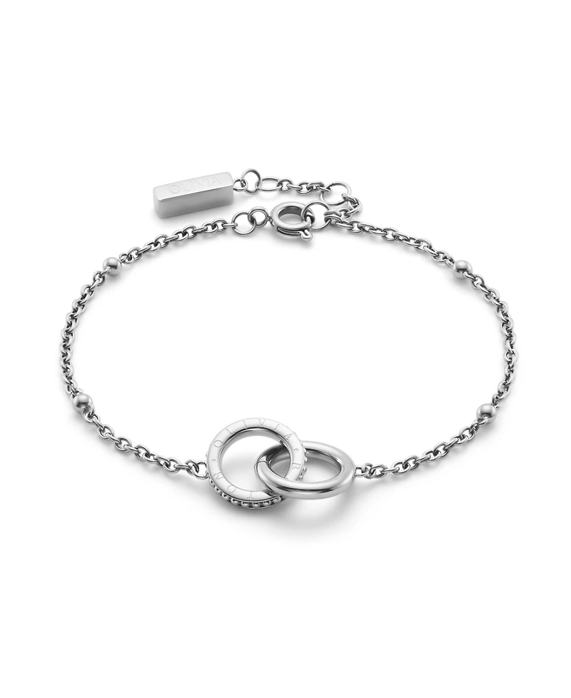 Olivia Burton Women's Amity Interlock Silver Tone Stainless Steel Bracelet