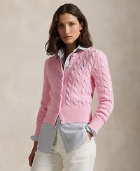 Polo Ralph Lauren Women's Cable-Knit Cotton Crewneck Cardigan Sweater