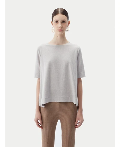 Gobi Cashmere Women's Box-Cut Cotton Silk Cashmere Blend T-Shirt