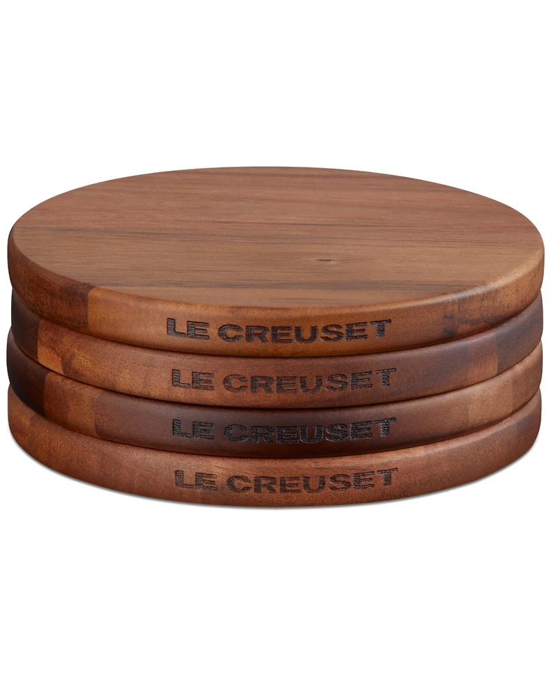 Le Creuset Set of 4 Magnetic Round Wooden Trivets