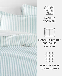 ienjoy Home Distressed Striped Pattern 3 Piece Duvet Cover Set, Full/Queen