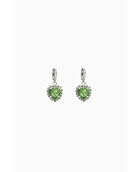 Earrings with Green Heart Pendant 1.3″