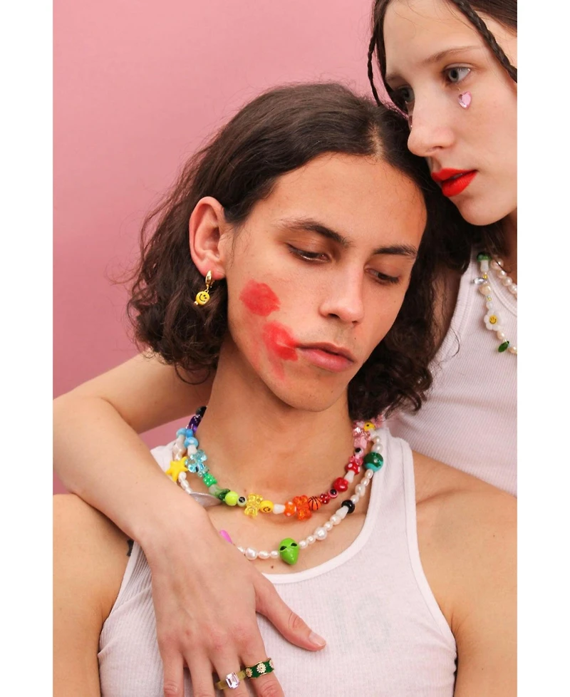 Multicolor Necklace With Various Beads 15.5″