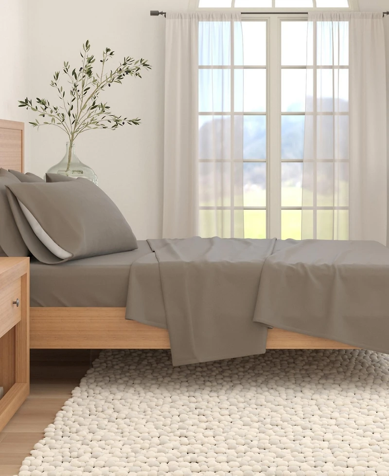 Linery & Co. Turkish Cotton Double-Brushed Solid Color Flannel Bed Sheet Set