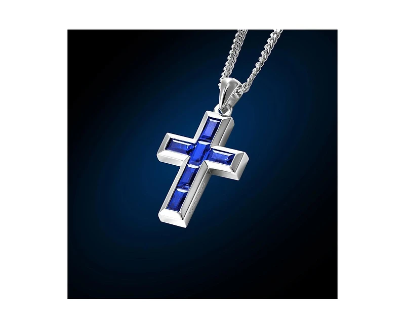 Vincero Men's Cross Pendant in 925 Sterling Silver with Rhodium Plating and Lobster Clasp