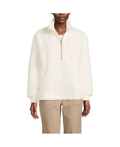 Lands' End Women's Rib Collar High Pile Fleece Pullover