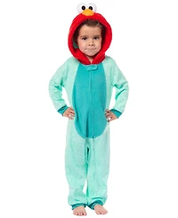 Sesame Street Toddler Boys 1-Piece Hooded Union Suit Footless Sleep Pajama