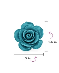 Bling Jewelry Romantic Floral Blooming 3D Carved Rose Brooche Pin Pink Blue Black White Red