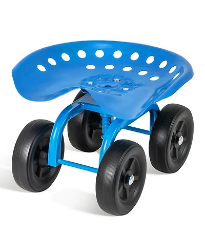Garden Rolling Workseat with Swivel Seat and Adjustable Height Comfortable Mobile Tool for Outdoor Tasks