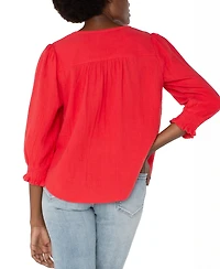 Liverpool Los Angeles Women's 3/4 Sleeve Embroidered Top
