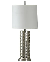StyleCraft Brush Steel with Night Light Traditional Metal Table Lamp